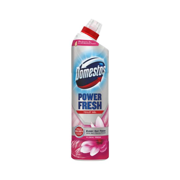 Domestos Power Fresh WC tisztító gél, vízkő lerakódás ellen, Floral Fresh, Intenzív illattal (700 ml)