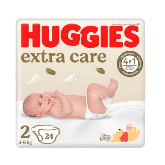 Huggies Extra Care újszülött pelenka 2, 3-6 kg, 24 db