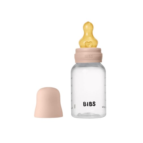 BIBS cumisüvegszett 150 ml - natúr kaucsuk cumifejjel - púderrózsaszín