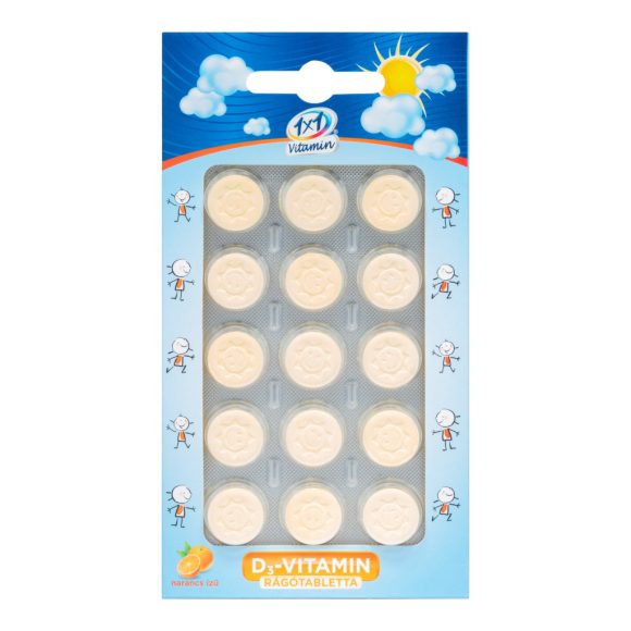 1X1 Vitamin D3-vitamin 400NE napocska formájú  rágótabletta 15x