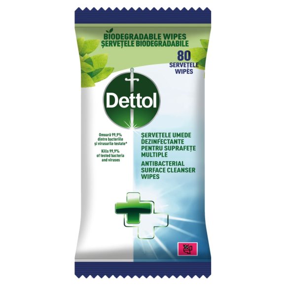 Dettol antibakteriális felülettisztító kendő (80 db)