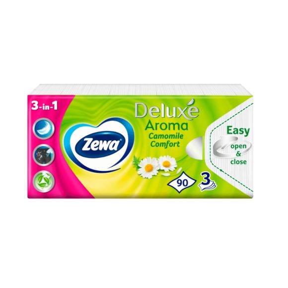 Zewa Deluxe Camomile Comfort 3 rétegű illatosított papírzsebkendő (90 db)