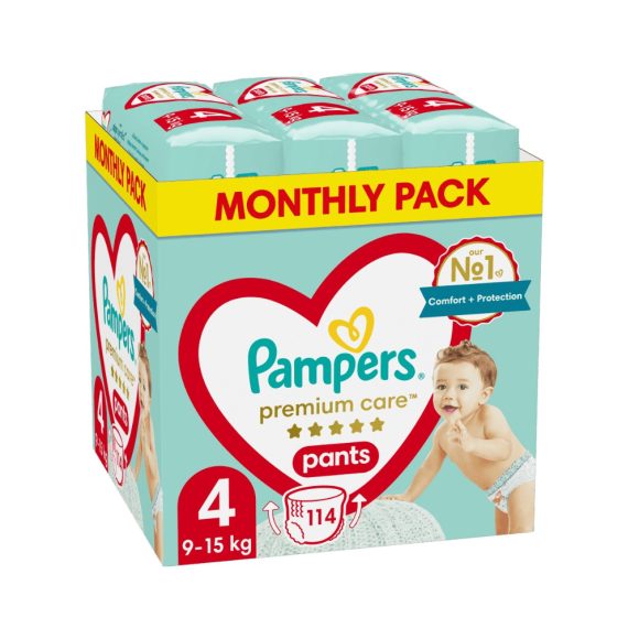 Pampers Premium Care Pants bugyipelenka 4, 9-15 kg, HAVI PELENKACSOMAG 114 db